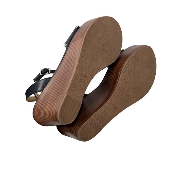 Jack Rogers Women Black Ankle Strap Platform Wedge Sandals SZ 8.5 Flagler Stitch - Picture 6 of 16